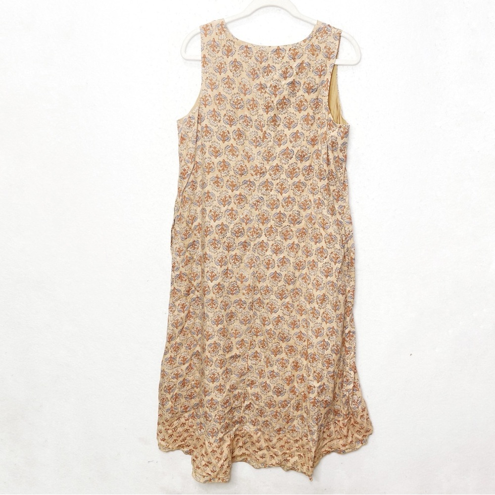 J Jill Elements Elliptical Dress Midi Peach Floral Sleeveless Medium Cottagecore - Picture 6 of 13